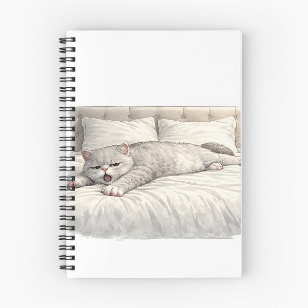 Item preview, Lazy Grey Cat Sleeping Flat In Bed designed and sold by UvooArt.