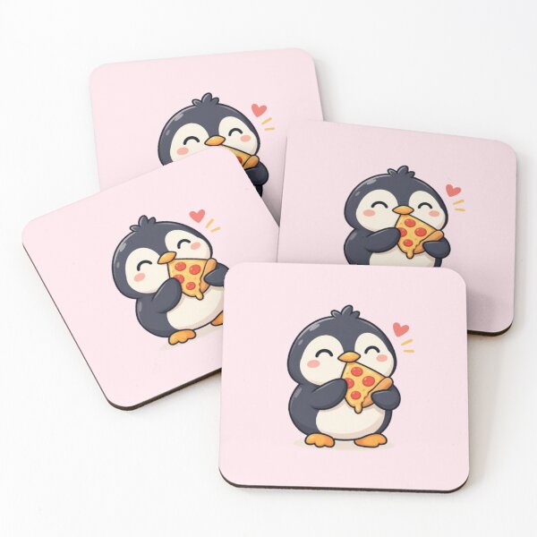 Item preview, Cute Kawaii Penguin Eating Pizza Slice Love Food Art designed and sold by ArtivaaStudio.