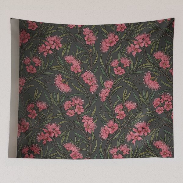 Item preview, Native Crimson Bell Flowers Dark Moody Pattern designed and sold by Studio BC.