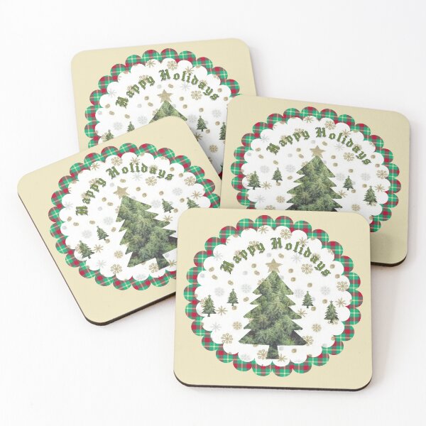 Item preview, Traditional Christmas Tree & Mistletoe Wreath Holiday Ornament Art designed and sold by Liberarteprint.