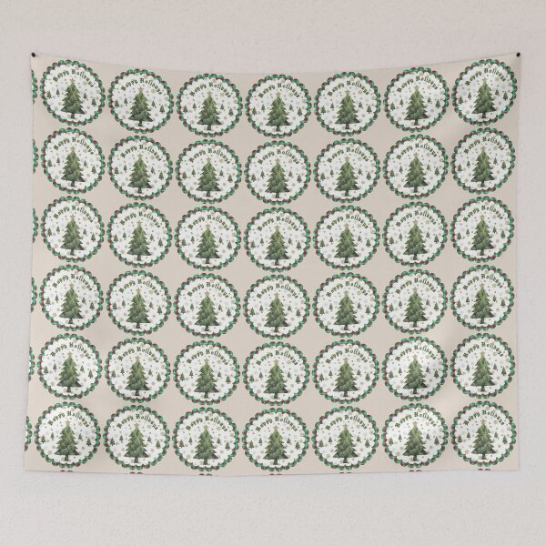 Item preview, Traditional Christmas Tree & Mistletoe Wreath Holiday Ornament Art designed and sold by Liberarteprint.