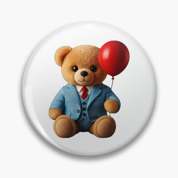 Item preview, Stylish Teddy Bear in Blue Suit Red Balloon Shapes Mania designed and sold by Shapes-Mania.