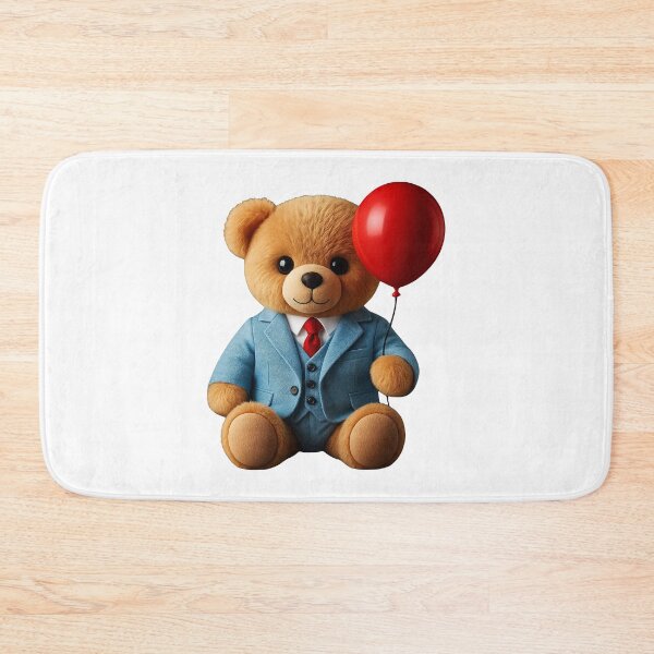 Item preview, Stylish Teddy Bear in Blue Suit Red Balloon Shapes Mania designed and sold by Shapes-Mania.