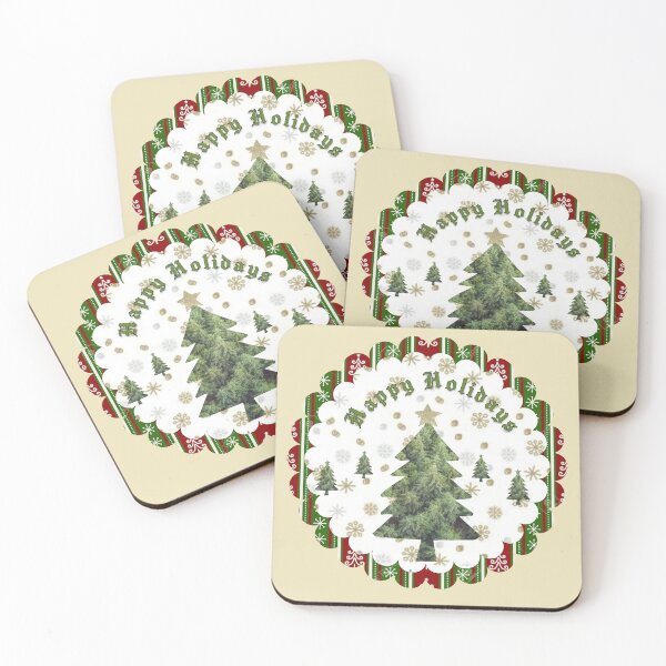 Item preview, Festive Christmas Tree & Tartan Plaid Border Happy Holidays Ornament Art designed and sold by Liberarteprint.