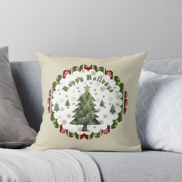Item preview, Festive Christmas Tree & Tartan Plaid Border Happy Holidays Ornament Art designed and sold by Liberarteprint.