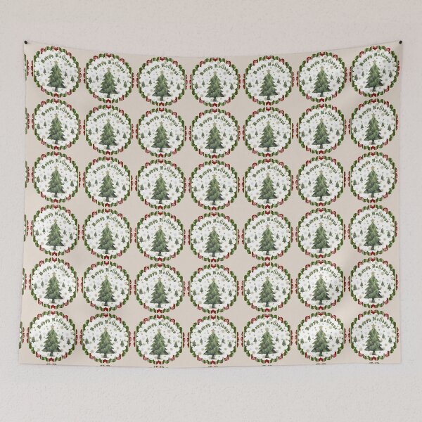Item preview, Festive Christmas Tree & Tartan Plaid Border Happy Holidays Ornament Art designed and sold by Liberarteprint.
