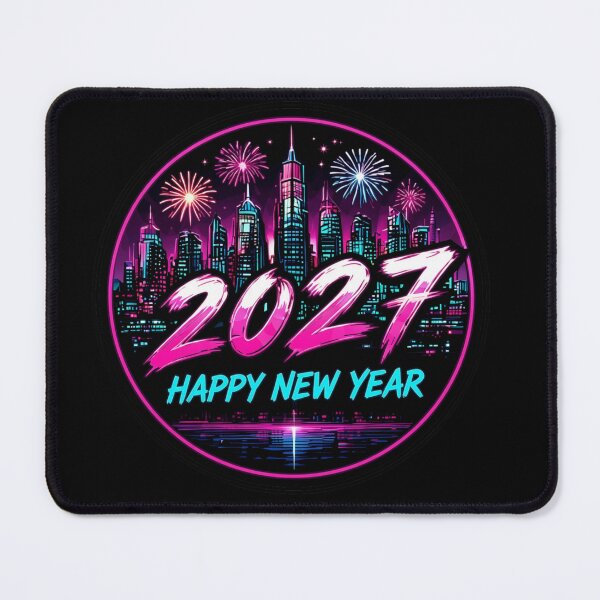 Item preview, Cyberpunk 2027 Happy New Year Neon City Skyline designed and sold by LazyDayzCo.