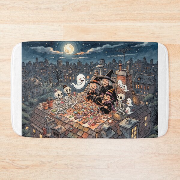 Item preview, Ghosts Skeltons Witches Eating Halloween Candy designed and sold by Home Decor Art.