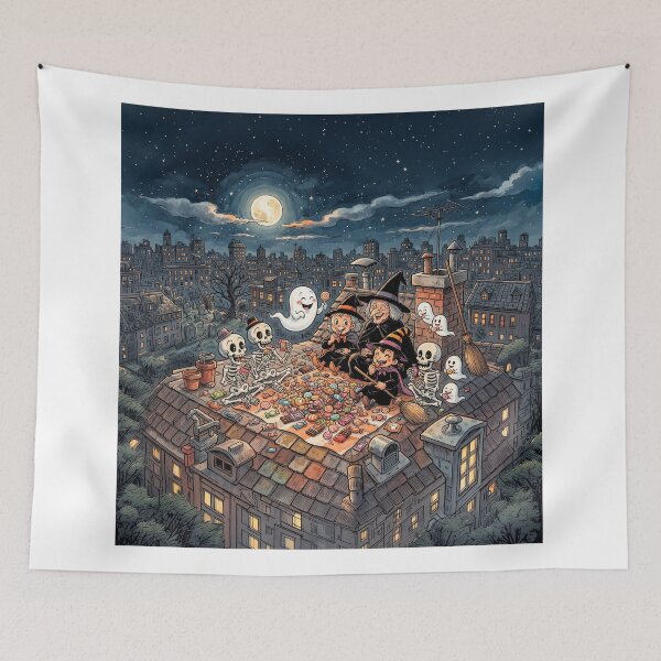 Item preview, Ghosts Skeltons Witches Eating Halloween Candy designed and sold by Home Decor Art.