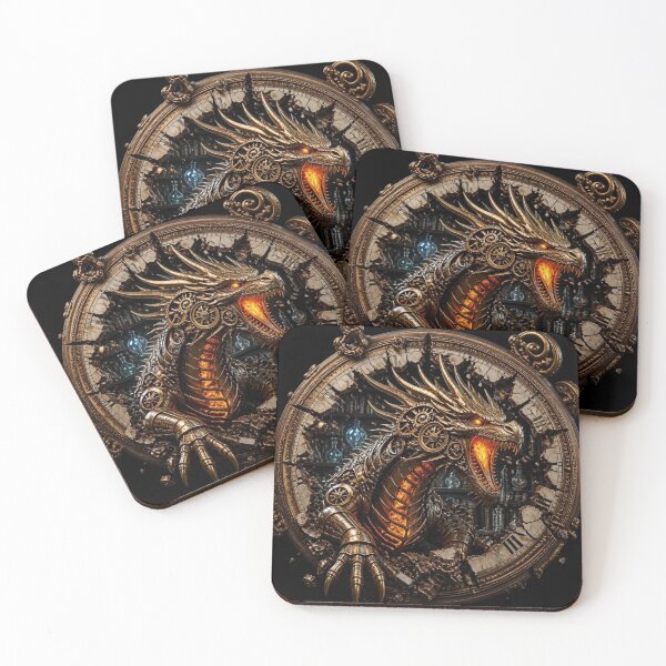 Item preview, Steampunk Mechanical Dragon Shattered Clockface Frame Graphic designed and sold by LazyDayzCo.