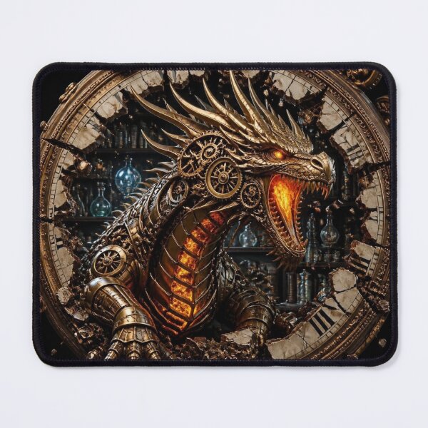 Item preview, Steampunk Mechanical Dragon Shattered Clockface Frame Graphic designed and sold by LazyDayzCo.