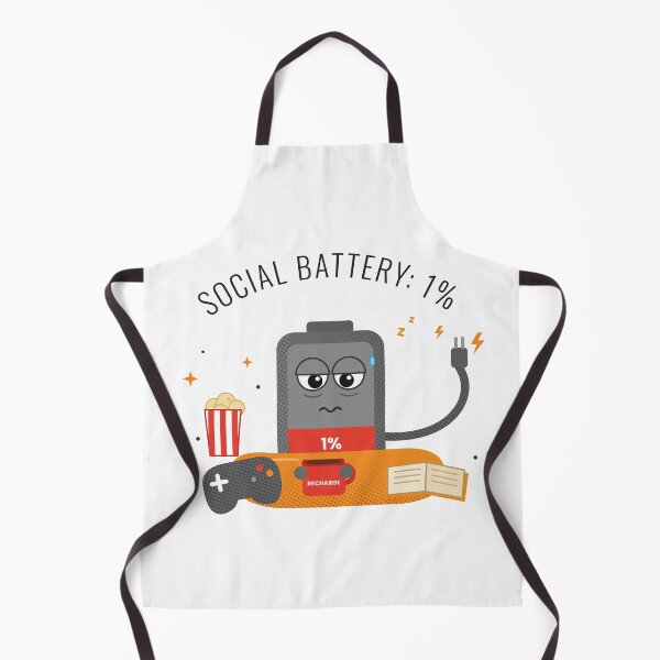 Item preview, Social Battery 1% Funny Introvert Low Battery Tired Cartoon designed and sold by Tininai.