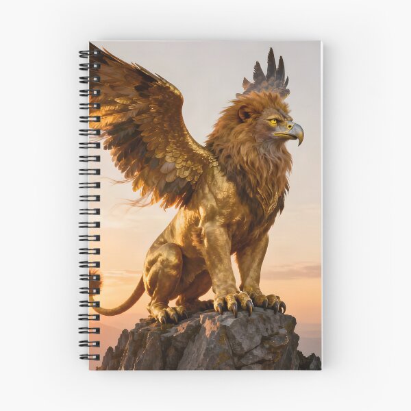 Item preview, Noble Tawny Griffin Perched on a Mountaintop Sunrise in Background designed and sold by Fanta-sticky.