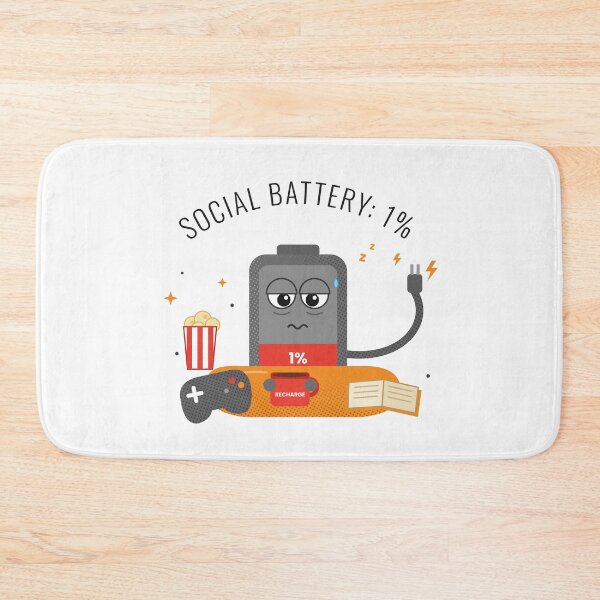 Item preview, Social Battery 1% Funny Introvert Low Battery Tired Cartoon designed and sold by Tininai.