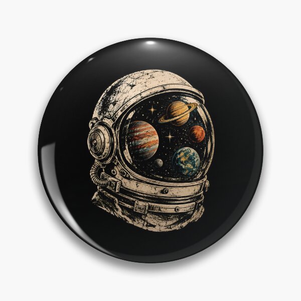 Item preview, Casco de astronauta antiguo con reflejo del planeta designed and sold by DemureArtsy.