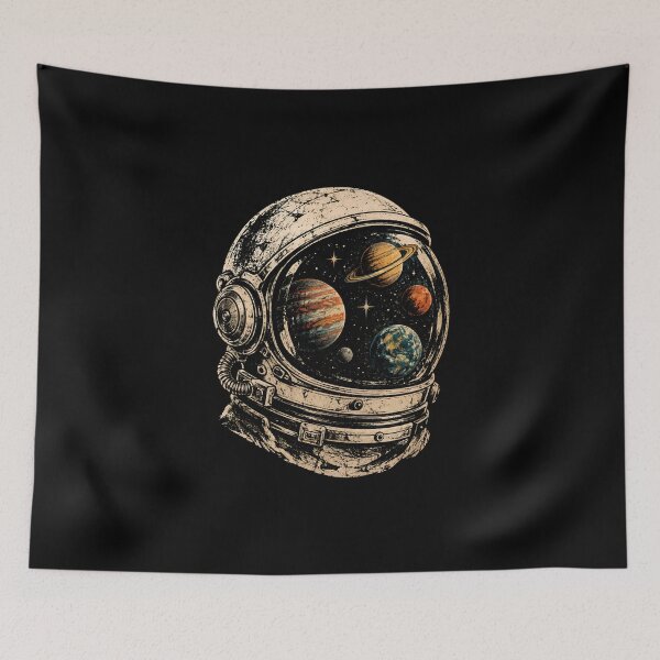 Item preview, Vintage Astronaut Helmet Planet Reflection designed and sold by DemureArtsy.