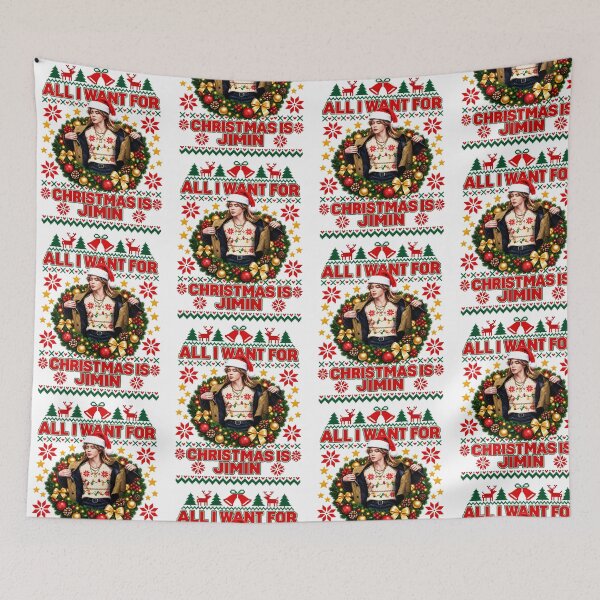 Item preview, All I Want for Christmas Is Jimin Holiday Fan designed and sold by OddPopARt.