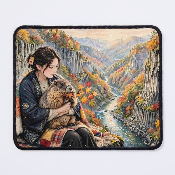 Item preview, Japanese Woman with a Cute Marmot designed and sold by m-y-A-I-A-R-T-.