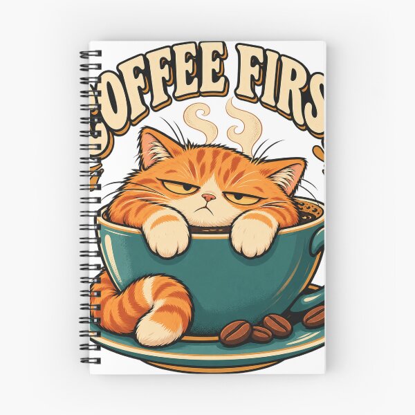 Item preview, Coffee First – Sleepy Cat in a Coffee Cup designed and sold by electricpeacock.