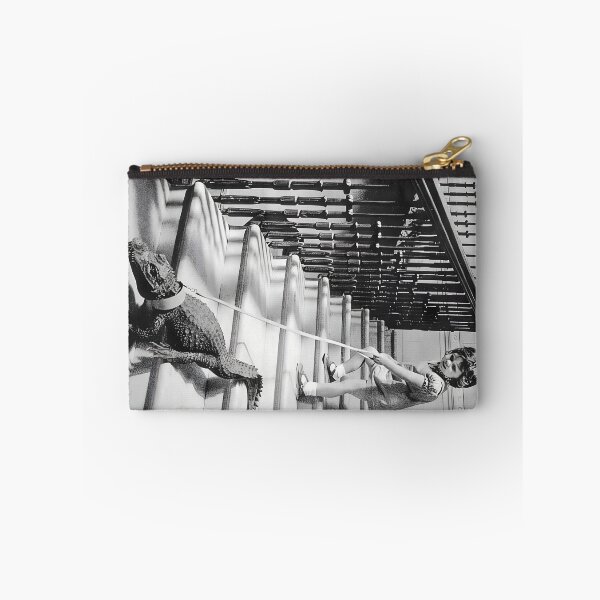 Item preview, Little girl walking alligator funny girl power vintage black and white photograph  designed and sold by Astrid Arkhangelsky.