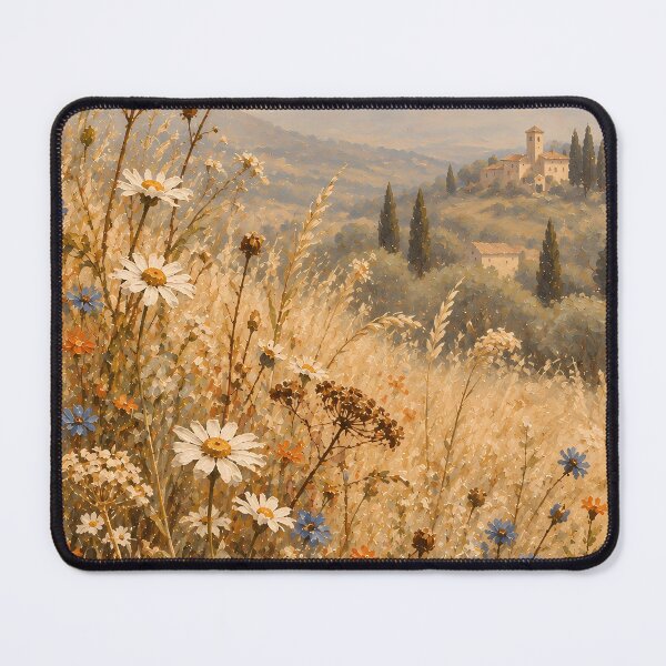 Item preview, Vintage Meadow Wildflower Field Tuscan Landscape Oil Painting designed and sold by Jozefin's Studio.
