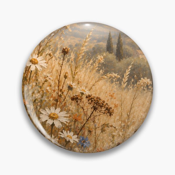 Item preview, Vintage Meadow Wildflower Field Tuscan Landscape Oil Painting designed and sold by Jozefin's Studio.