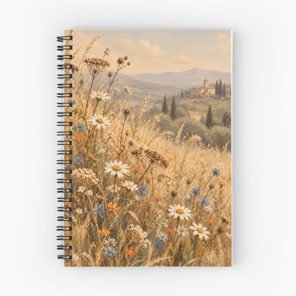 Item preview, Vintage Meadow Wildflower Field Tuscan Landscape Oil Painting designed and sold by Jozefin's Studio.