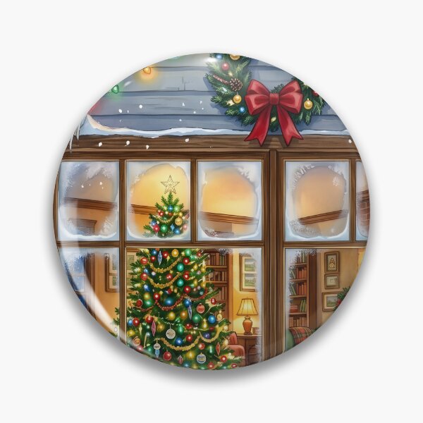 Item preview, Snowy Window View of a Cozy Christmas Home designed and sold by Sybille-Yates.