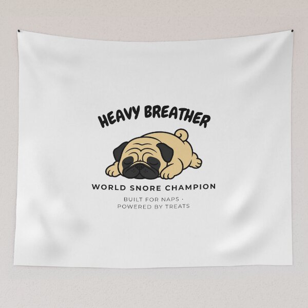 Item preview, Pug Heavy Breather Funny Snoring Dog Sleeping Retro Art designed and sold by wildsilencee.