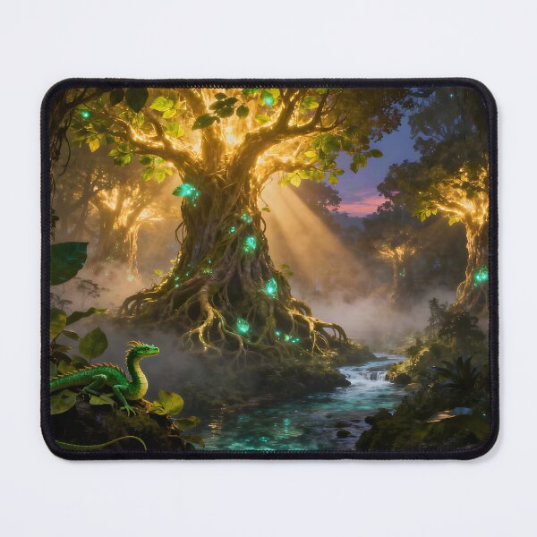 Item preview, Fantasy Landscape of Magical Forest - Draconic Lizard in Foreground designed and sold by Fanta-sticky.