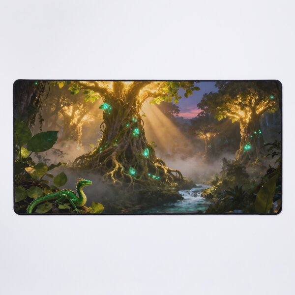 Item preview, Fantasy Landscape of Magical Forest - Draconic Lizard in Foreground designed and sold by Fanta-sticky.