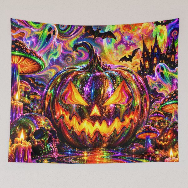 Item preview, Psychedelic Pumpkin Ghosts Mushrooms Halloween designed and sold by BloomOfDesign.