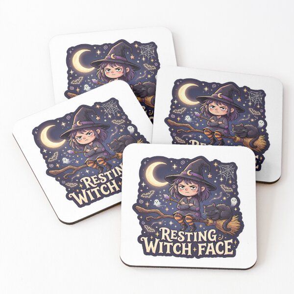 Item preview, Resting Witch Face - Funny Chibi Witch with Grumpy Cat Sticker designed and sold by MeliMedO Art.
