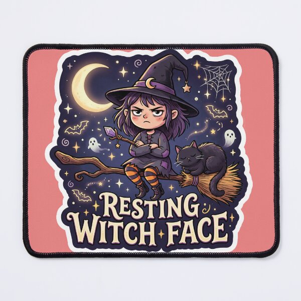 Item preview, Resting Witch Face - Funny Chibi Witch with Grumpy Cat Sticker designed and sold by MeliMedO Art.