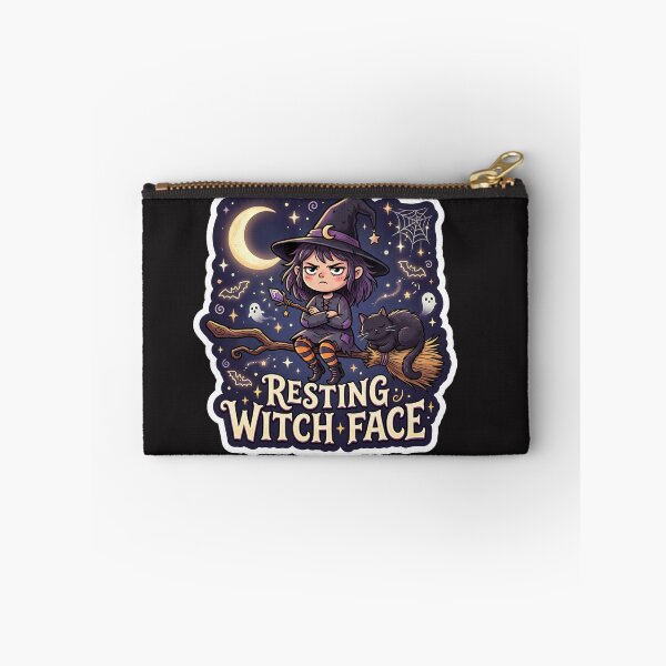 Item preview, Resting Witch Face - Funny Chibi Witch with Grumpy Cat Sticker designed and sold by MeliMedO Art.