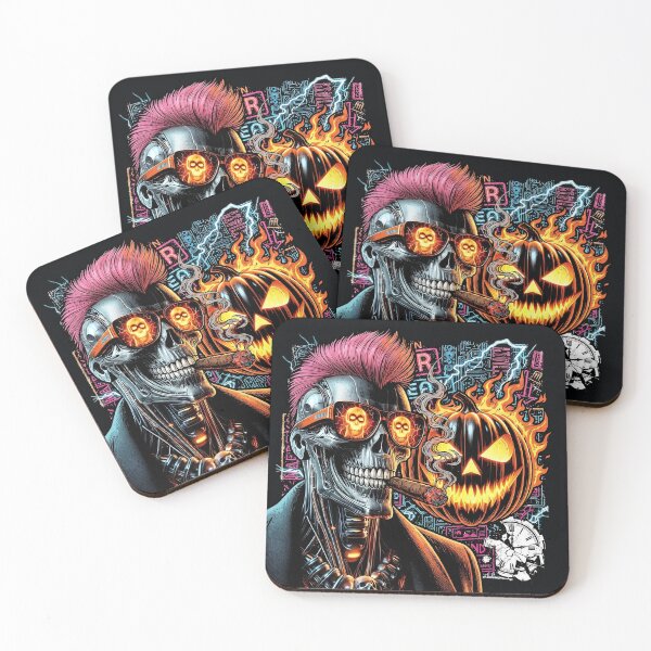 Item preview, Halloween Cyborg Skeleton Cigar Pumpkin Sunglasses designed and sold by Voodoo Store Paranormal Collections.