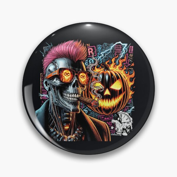 Item preview, Halloween Cyborg Skeleton Cigar Pumpkin Sunglasses designed and sold by Voodoo Store Paranormal Collections.