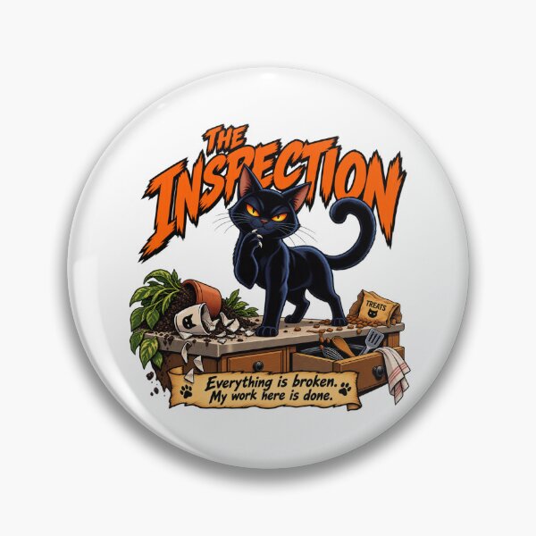 Item preview, THE INSPECTION | Evil Black Cat Meme Comic Art | Funny Cat Villain T-Shirt designed and sold by UrbanStatic.