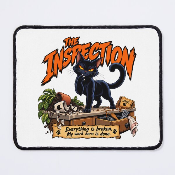 Item preview, THE INSPECTION | Evil Black Cat Meme Comic Art | Funny Cat Villain T-Shirt designed and sold by UrbanStatic.