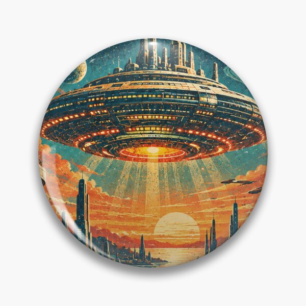 Item preview, The Next Horizon Vintage Retro Sci-Fi UFO City Poster Design designed and sold by @SHINTOSARTSTORE.