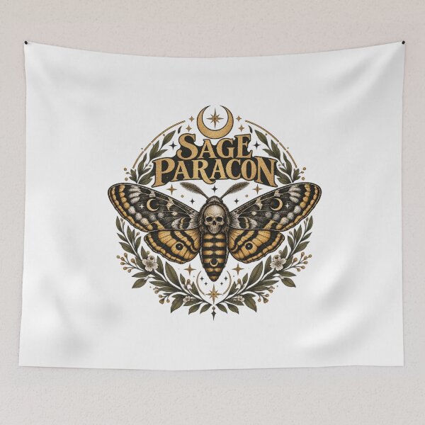 Item preview, Sage Paracon Celestial Moth Skull Mystical Gothic Vintage Raglan designed and sold by Whirx.
