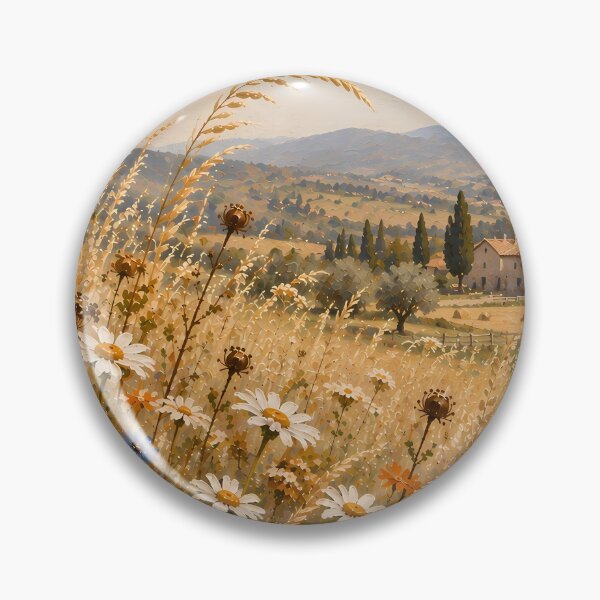 Item preview, Cottagecore Wildflower Meadow Tuscan Farm Oil Painting designed and sold by Jozefin's Studio.