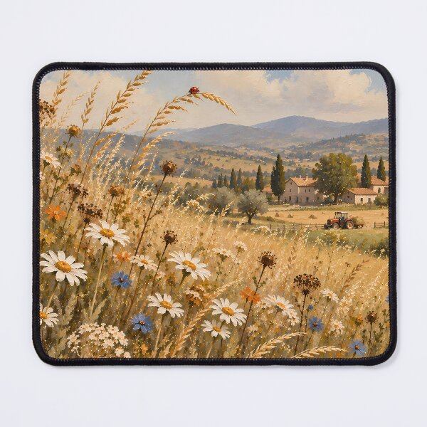 Item preview, Cottagecore Wildflower Meadow Tuscan Farm Oil Painting designed and sold by Jozefin's Studio.