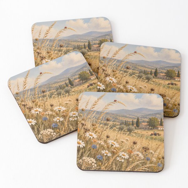 Item preview, Cottagecore Wildflower Meadow Tuscan Farm Oil Painting designed and sold by Jozefin's Studio.
