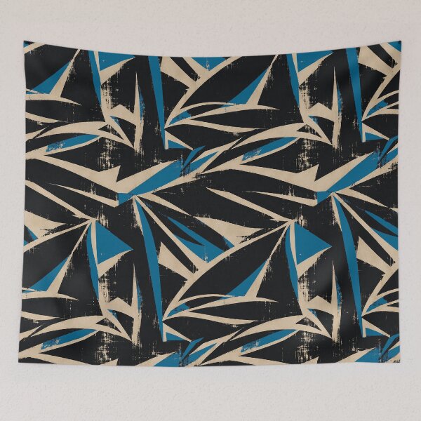 Item preview, Blue Black Abstract Brush Pattern designed and sold by imaniko.