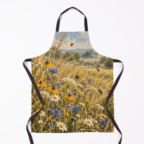 Item preview, Cottagecore Wildflower Meadow Oil Painting Bees Summer designed and sold by Jozefin's Studio.