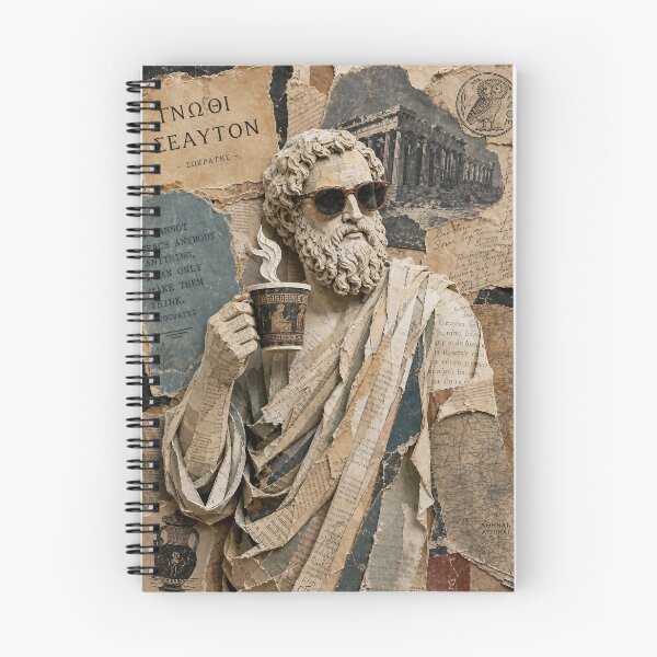 Item preview, Greek Philosopher, Coffee & Sunglasses — Vintage Paper Collage designed and sold by Jandedan.