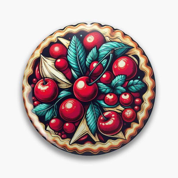 Item preview, Cherry Pastry Pattern – Colorful Fruit Tart & Leaf Design designed and sold by Apex Designs.