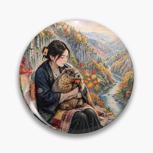 Item preview, Japanese Woman with a Cute Marmot designed and sold by m-y-A-I-A-R-T-.