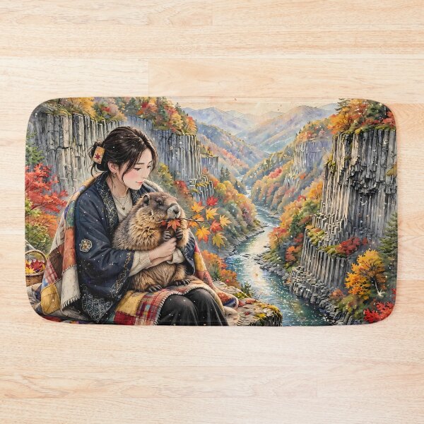 Item preview, Japanese Woman with a Cute Marmot designed and sold by m-y-A-I-A-R-T-.